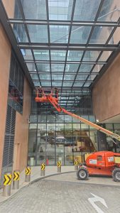 Skylight Canopy Cleaning Using Provision of MEWP Boomlift