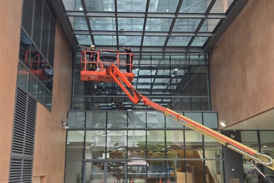 Skylight Canopy Cleaning Using Provision of MEWP Boomlift